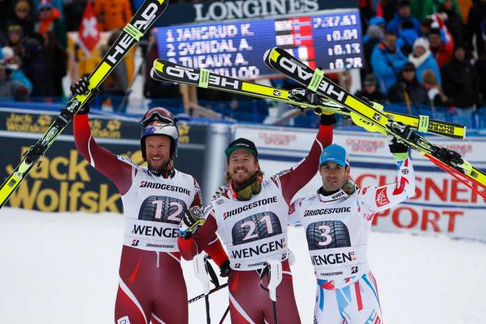 Il podio della Combinata Alpina di Wengen