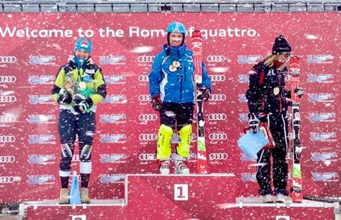 Lorini Il podio dello slalom di Sestriere