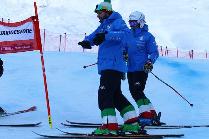 Damiano Scolari e Federica Brignone in ricognizione a La Thuile