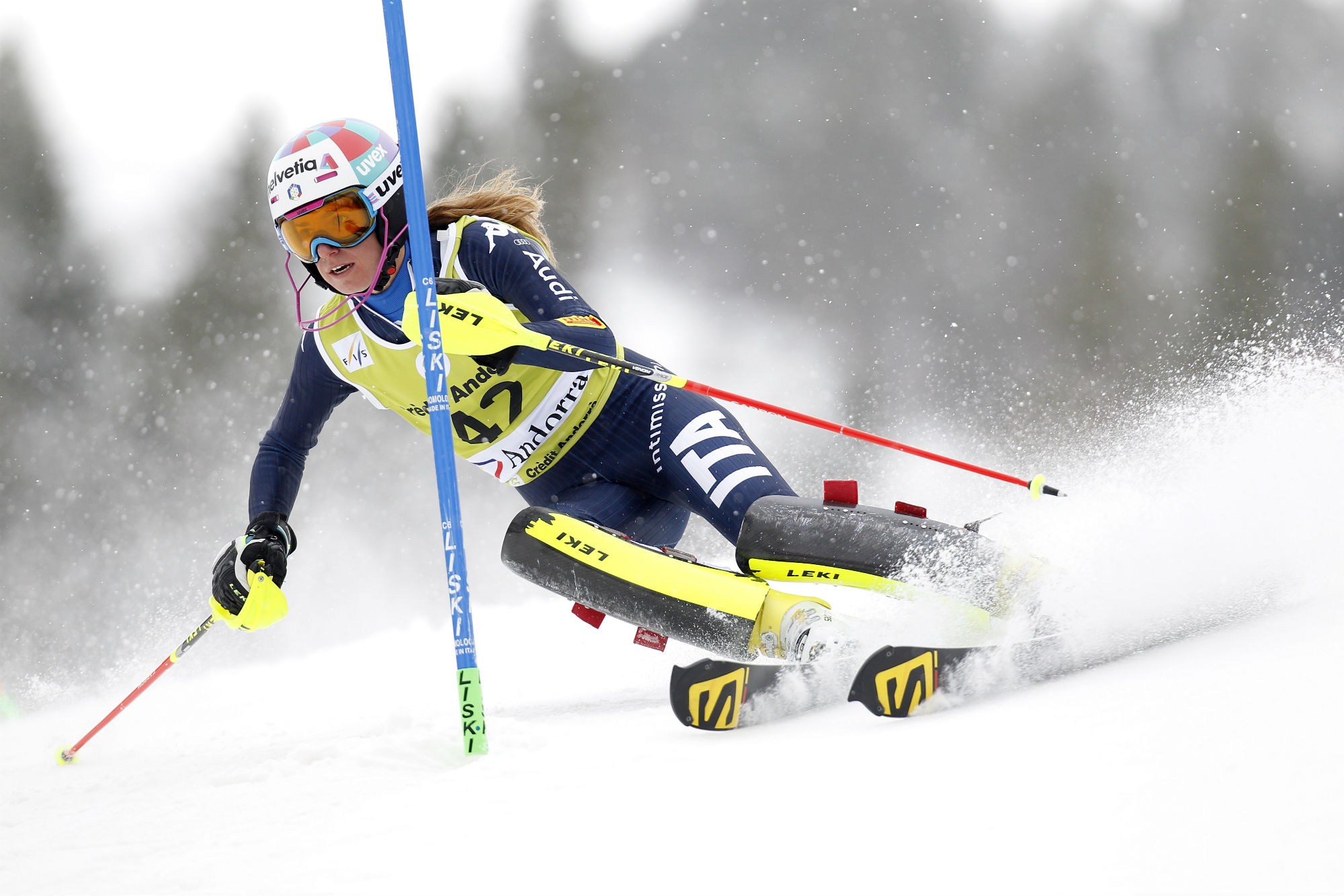 Marta Bassino in azione in slalom a Soldeu per la combinata alpina (@Zoom agence)