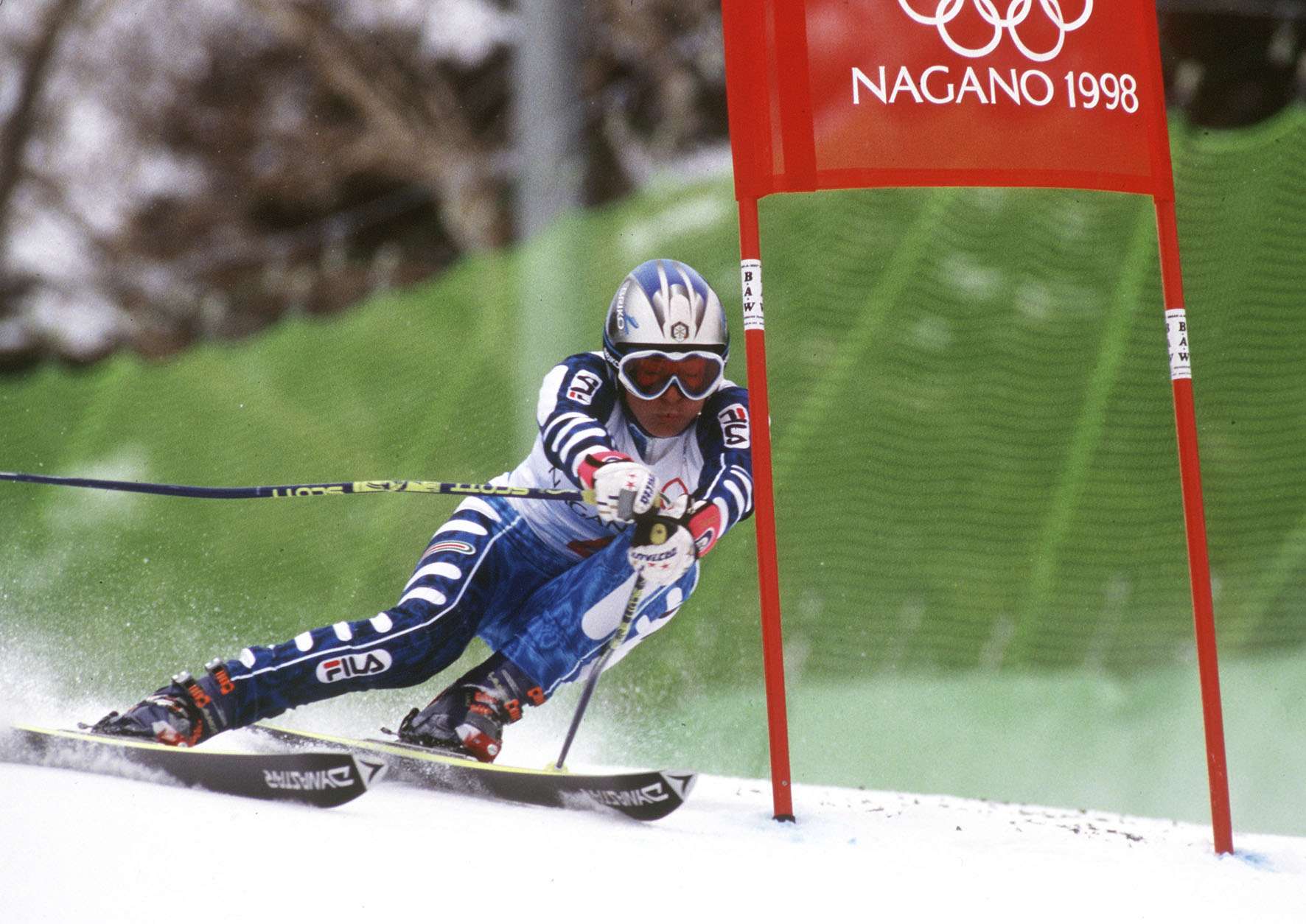 Deborah Compagnoni in azione in gigante a Nagano '98. Terzo oro olimpico in carriera (@FISI/Pentaphoto)
