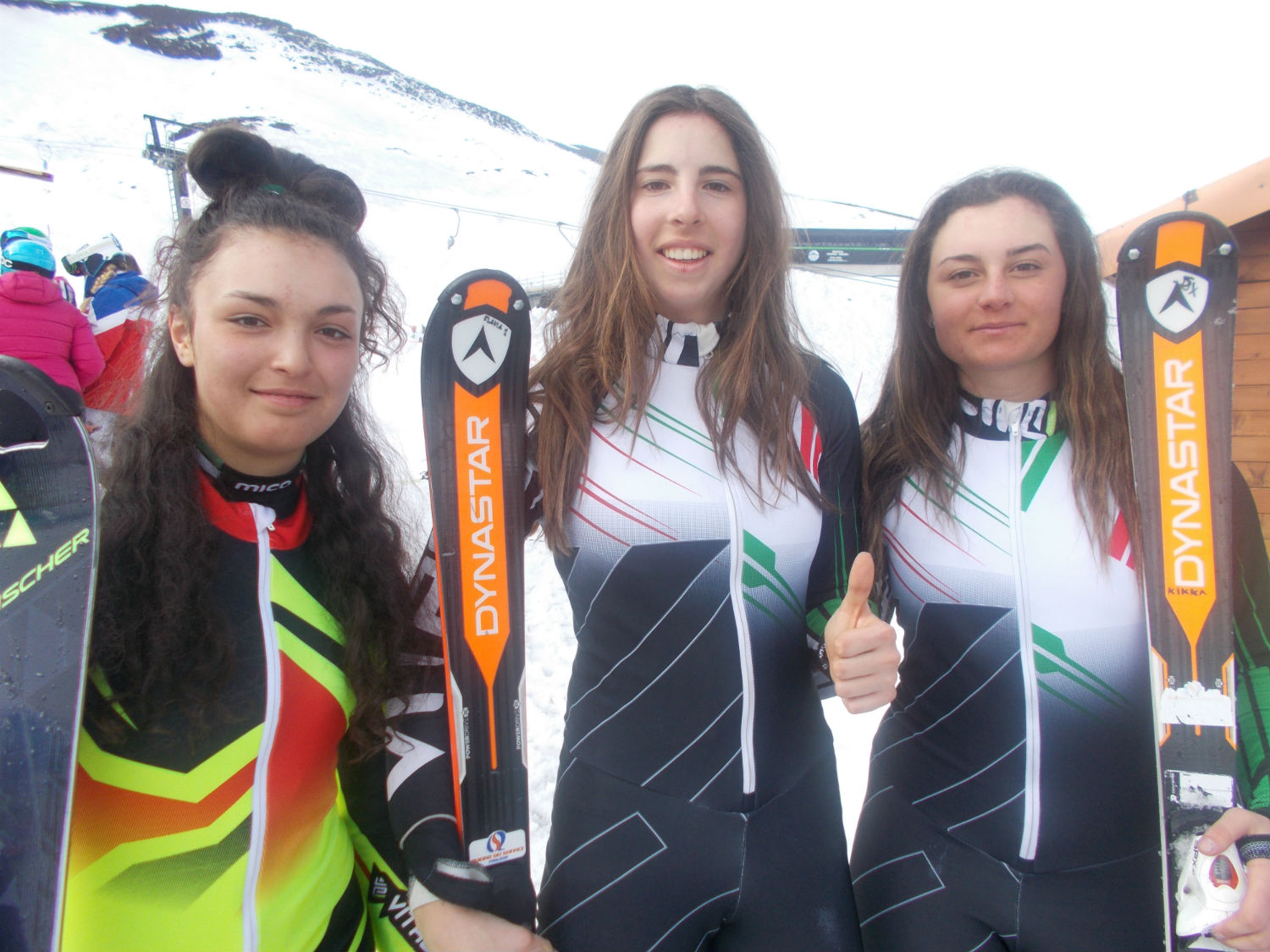 Il podio femminile dello slalom Allieve ©Gabriele Pezzaglia