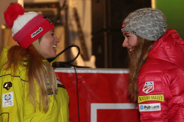 Lara Gut-Behrami e Mikaela Shiffrin nel 2013