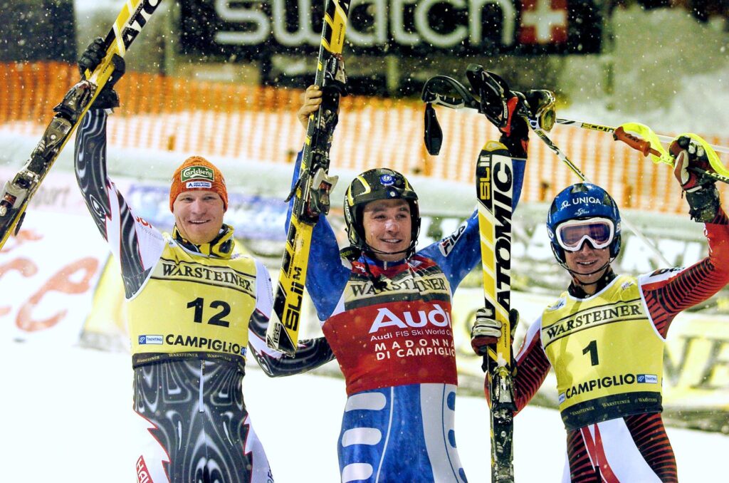 Il podio dello slalom di Madonna di Campiglio, il 12 dicembre 2005 @ Paolo Bisti