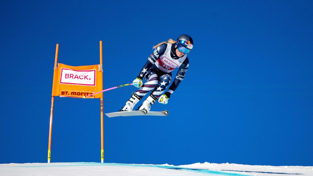 Lindsey Vonn in azione a St. Moritz ©Agence Zoom