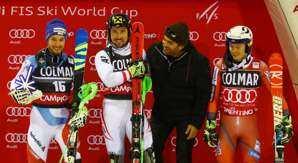 Aerni, Hirscher, Tomba e Kristoffersen nel 2017 ©Agence Zoom