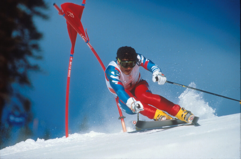 Alberto Tomba in gigante a Calgary 1988 ©Pentaphoto