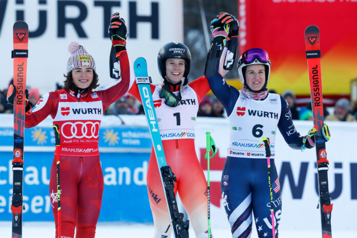 Il podio del gigante di Kranjska Gora ©Agence Zoom