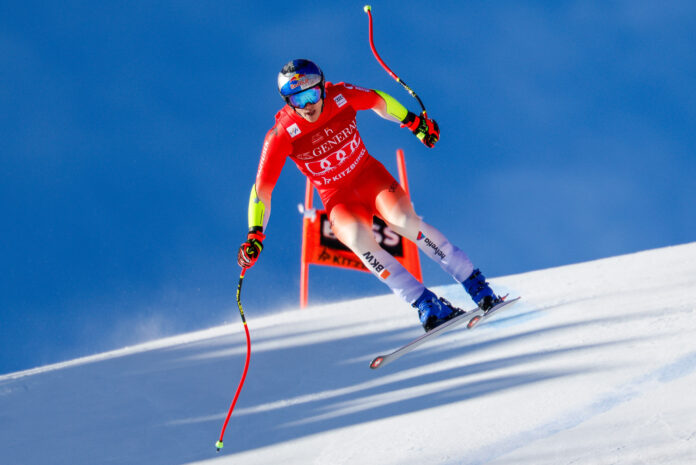 Marco Odermatt durante il superG di Kitzbuehel, il 23 gennaio 2026 @ Agence Zoom