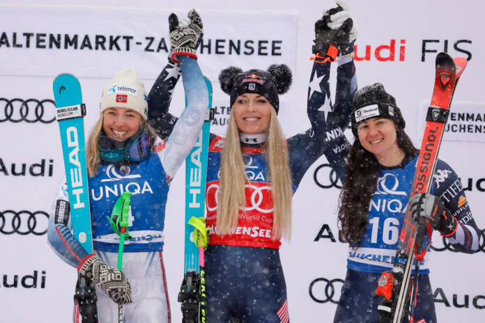 Lie, Vonn, Wiles: il podio di Zauchensee ©Agence Zoom